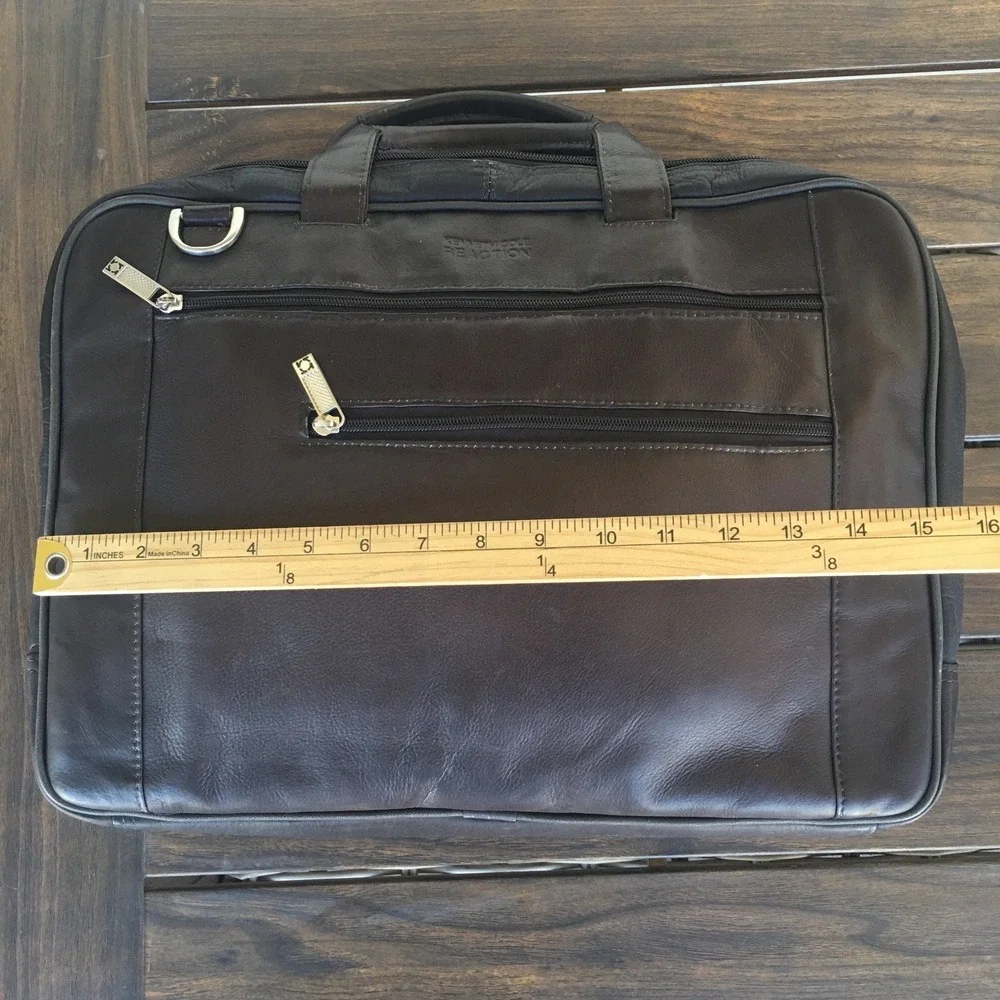 Vintage Kenneth Cole Laptop Bag Briefcase Brown Pebbled Leather 7 Compartments